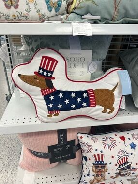Patriotic Dachshund Doxie Decorative Pillow - Red, White & Blue